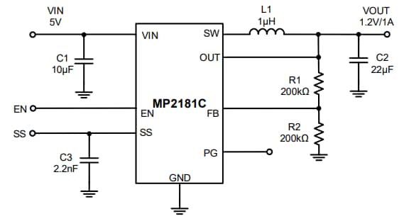 Application Circuit Diagram - Monolithic Power Systems (MPS) MP2181C Synchronous Step-Down Converters Application Circuit Diagram - Monolithic Power Systems (MPS) MP2181C Synchronous Step-Down Converters
