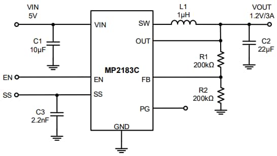Application Circuit Diagram - Monolithic Power Systems (MPS) MP2183C Synchronous Step-Down Converters Application Circuit Diagram - Monolithic Power Systems (MPS) MP2183C Synchronous Step-Down Converters