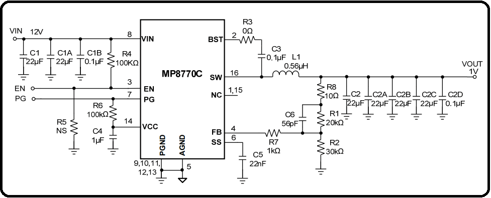 Schematic - Monolithic Power Systems (MPS) EV8770C-Q-00A Evaluation Board