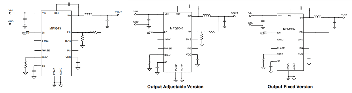 Application Circuit Diagram - Monolithic Power Systems (MPS) MP9843/MPQ9843 Step-Down Converters