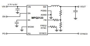 Application Circuit Diagram - Monolithic Power Systems (MPS) MPQ2123 Synchronous Buck Converters