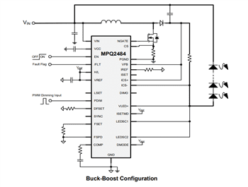 Application Circuit Diagram - Monolithic Power Systems (MPS) MPQ2484 Multi-Topology LED Controllers