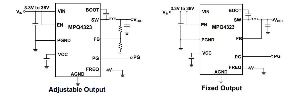 Application Circuit Diagram - Monolithic Power Systems (MPS) MPQ4323 42V Synchronous Step-Down Converters