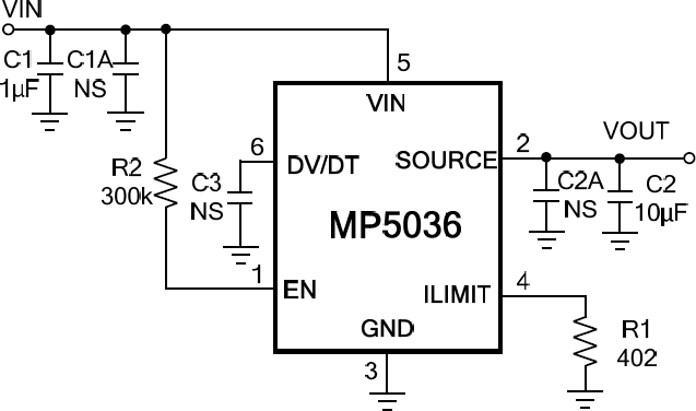 Schematic - Monolithic Power Systems (MPS) EV5036-J-00A Evaluation Board
