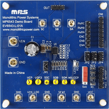 Monolithic Power Systems (MPS) EV6543 Brushless DC Motor Driver Evaluation Boards