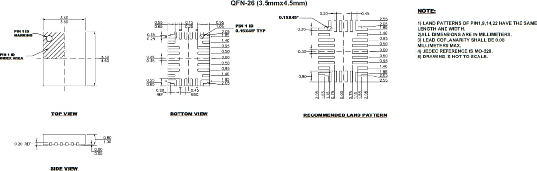Mechanical Drawing - Monolithic Power Systems (MPS) MP5424 Power Management Integrated Circuit (PMIC) Mechanical Drawing - Monolithic Power Systems (MPS) MP5424 Power Management Integrated Circuit (PMIC)