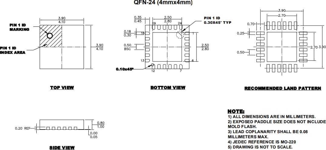 Mechanical Drawing - Monolithic Power Systems (MPS) MPQ3364-AEC1 Four-Channel WLED Driver Mechanical Drawing - Monolithic Power Systems (MPS) MPQ3364-AEC1 Four-Channel WLED Driver