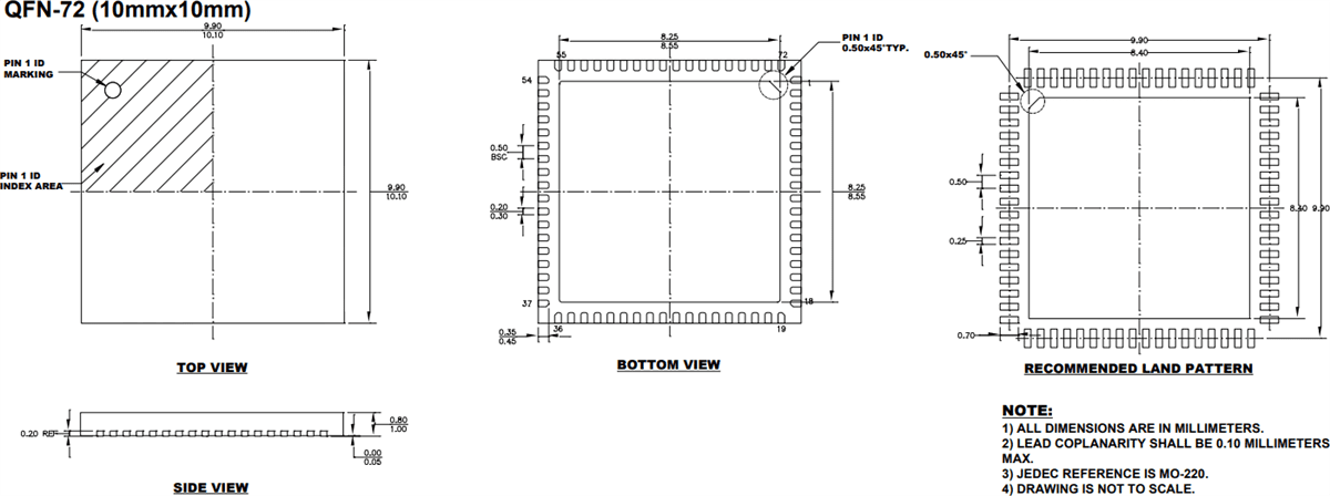 Mechanical Drawing - Monolithic Power Systems (MPS) MP4835A 32-Channel High-Voltage Analog Switch Mechanical Drawing - Monolithic Power Systems (MPS) MP4835A 32-Channel High-Voltage Analog Switch