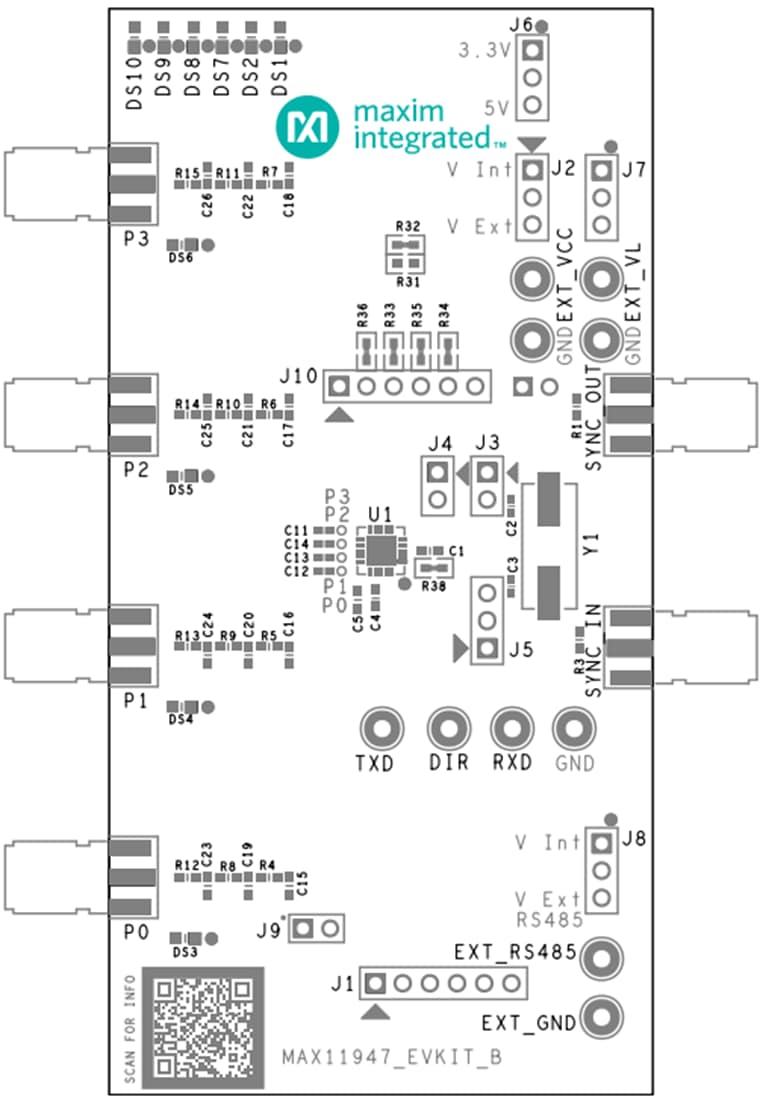 Mechanical Drawing - Analog Devices / Maxim Integrated MAX11947EVKIT Evaluation Kit