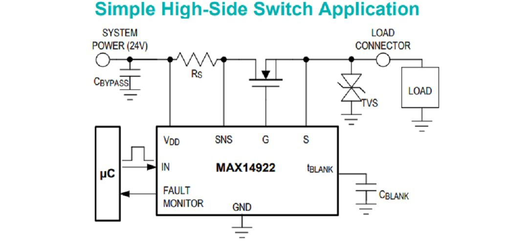Application Circuit Diagram - Analog Devices / Maxim Integrated MAX14922 High-Side Switch Controller