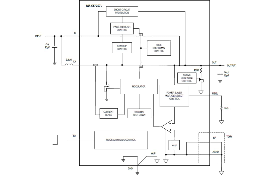 Block Diagram - Analog Devices / Maxim Integrated MAX17227J nanoPower Boost Converter