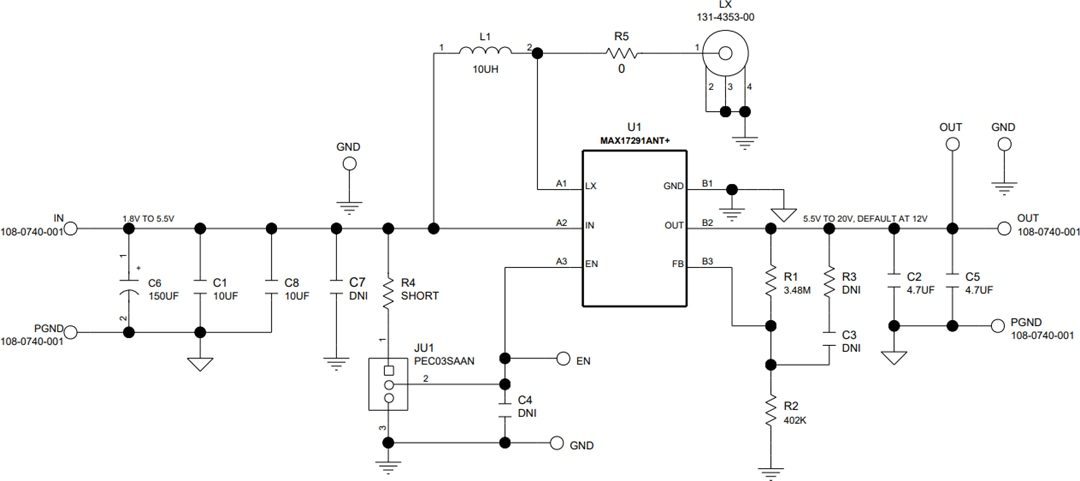Schematic - Analog Devices / Maxim Integrated MAX17291EVK-WLP Evaluation Kit