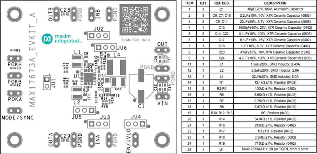 Mechanical Drawing - Analog Devices / Maxim Integrated MAX17673AEVKIT Evaluation Kit