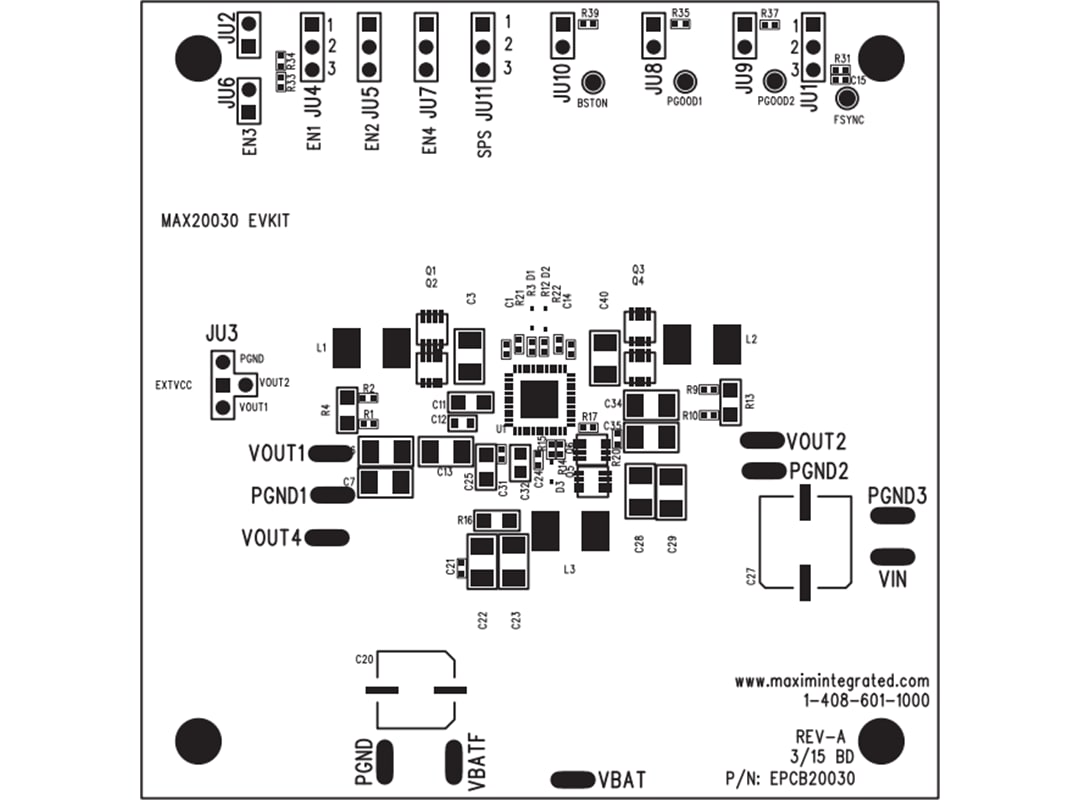Mechanical Drawing - Analog Devices / Maxim Integrated MAX20030EVKIT Evaluation Kit