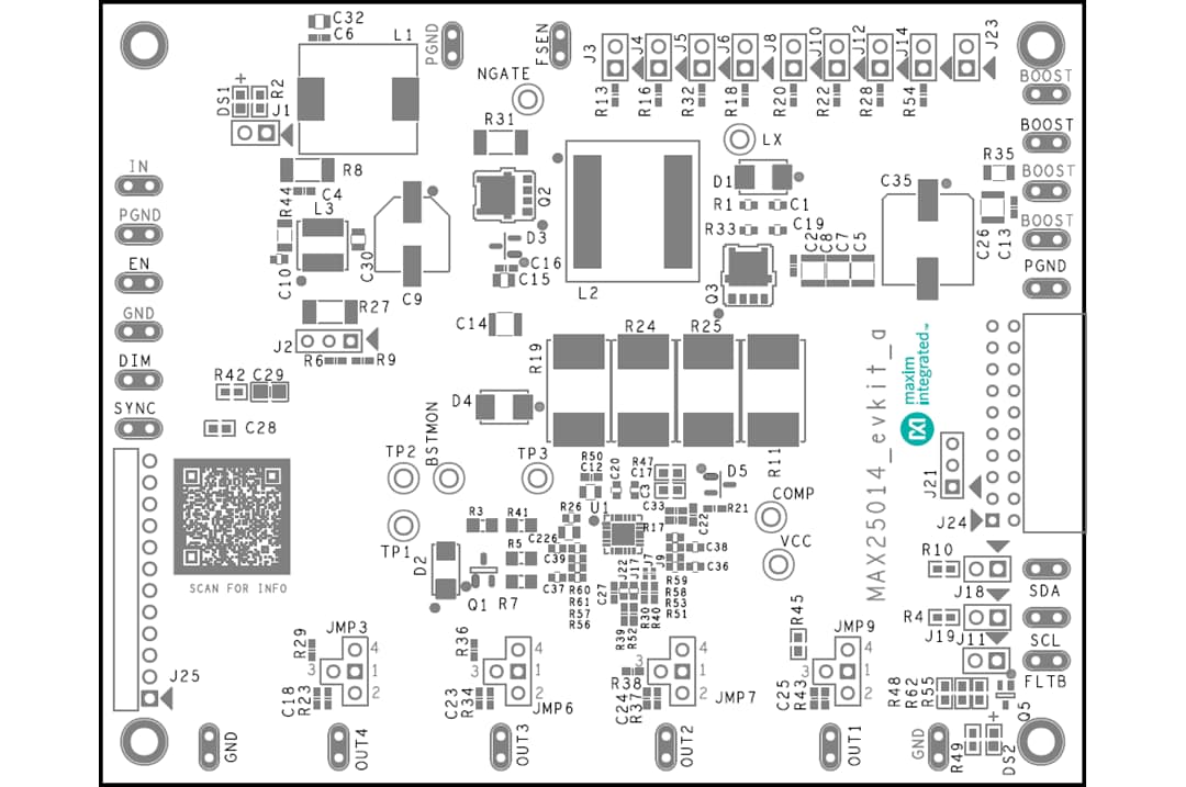 Mechanical Drawing - Analog Devices / Maxim Integrated MAX25014EVKIT Evaluation Kit