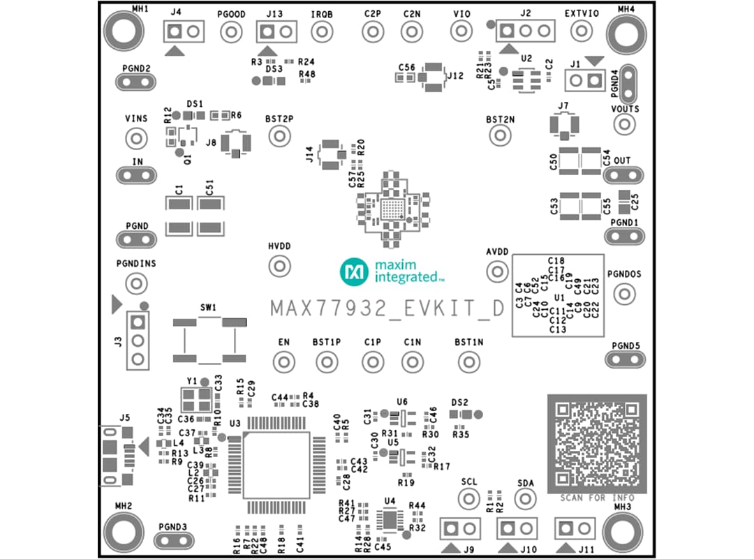 Mechanical Drawing - Analog Devices / Maxim Integrated MAX77932EVKIT Evaluation Kit