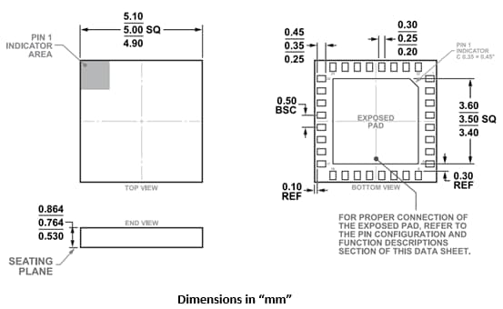 Mechanical Drawing - Analog Devices Inc. ADL6337 RF Amplifier