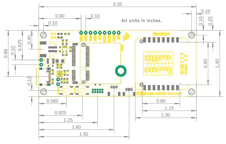 Mechanical Drawing - SparkFun MicroMod mikroBUS Starter Kit