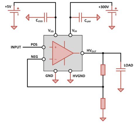 Application Circuit Diagram - Microchip Technology HV56266 Operational Amplifier