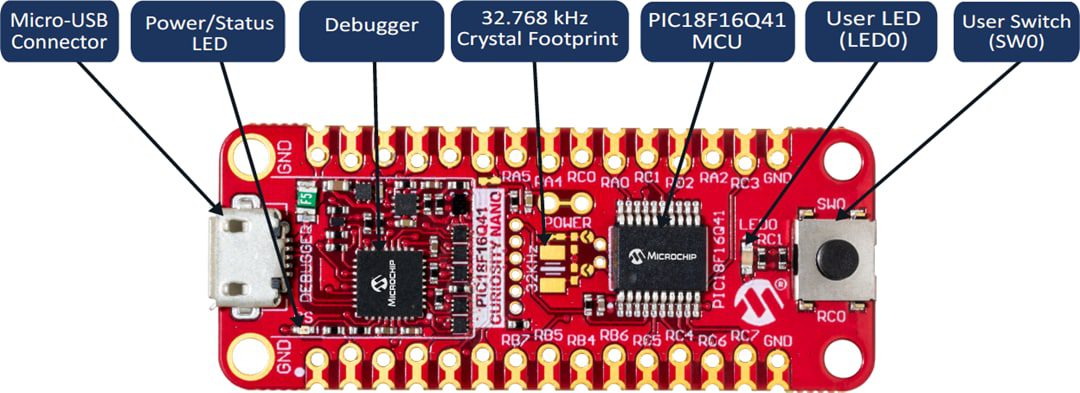 Microchip Technology PIC18F16Q41 Curiosity Nano Kit (EV26Q64A)