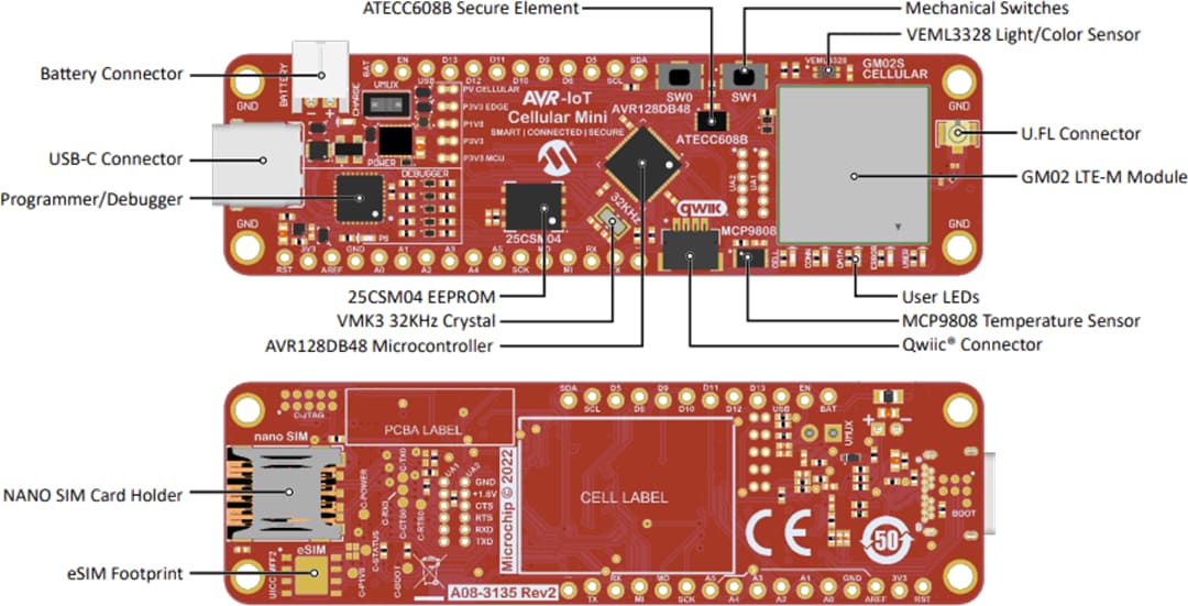Microchip Technology AVR-IoT Cellular Mini Development Board (EV70N78A)