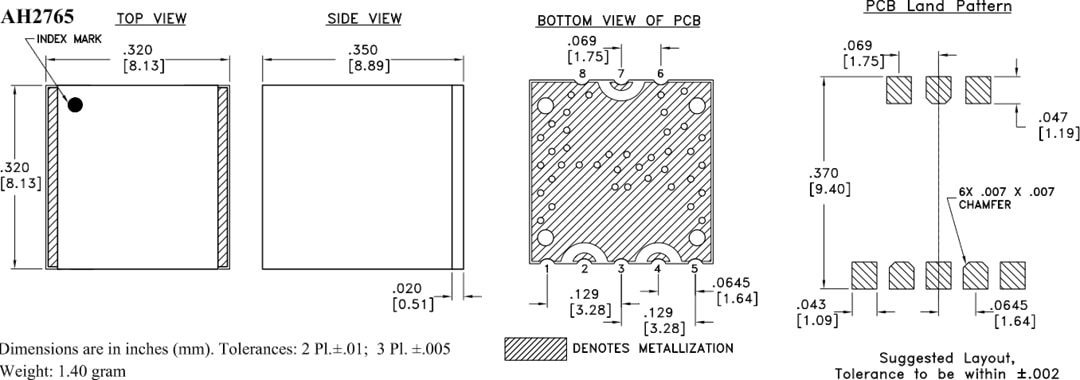 Mechanical Drawing - Mini-Circuits SBTX2-113-2W+ RF Transformer
