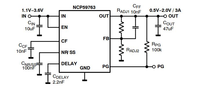 Application Circuit Diagram - onsemi NCP59763 Linear Voltage Regulators