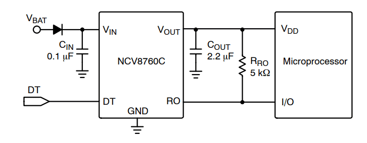 Application Circuit Diagram - onsemi NCV8760C LDO Regulators