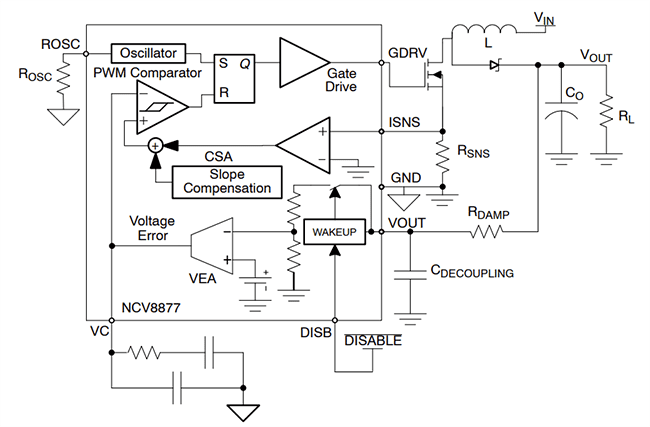 Schematic - onsemi NCV8877 Non-Synchronous Boost Controller Schematic - onsemi NCV8877 Non-Synchronous Boost Controller