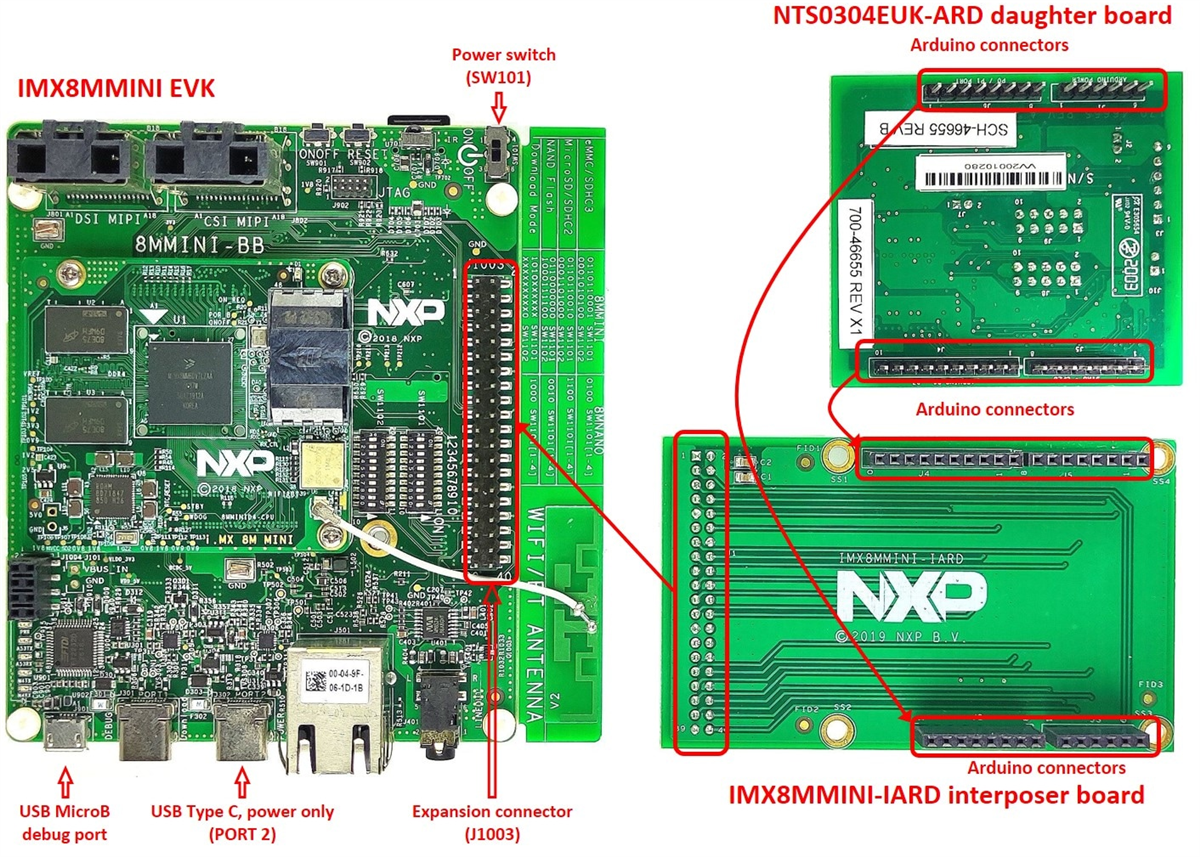 NXP Semiconductors NTS0304EUK-ARD Level Shifter Evaluation Board NXP Semiconductors NTS0304EUK-ARD Level Shifter Evaluation Board