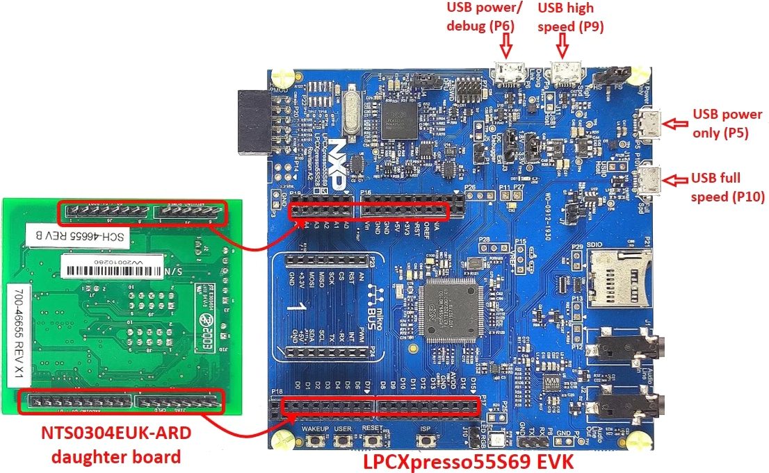 NXP Semiconductors NTS0304EUK-ARD Level Shifter Evaluation Board