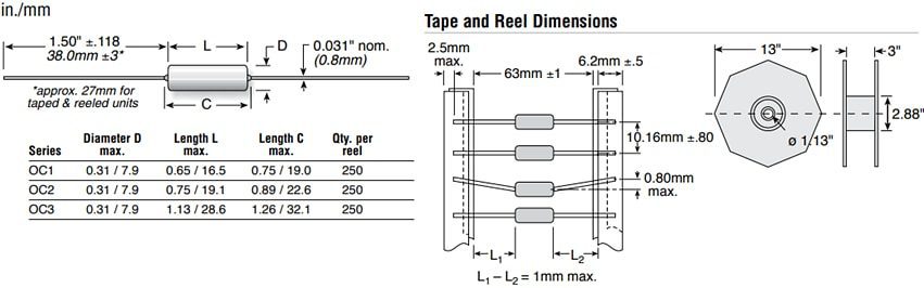 Ohmite OC Fixed Ceramic Resistors Ohmite OC Fixed Ceramic Resistors