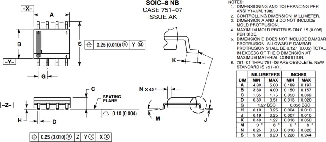 Mechanical Drawing - onsemi NCD57201 & NCV57201 Half Bridge Gate Drivers Mechanical Drawing - onsemi NCD57201 & NCV57201 Half Bridge Gate Drivers