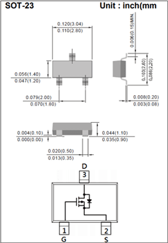 Mechanical Drawing - PANJIT 60V P-Channel Enhancement Mode MOSFETs
