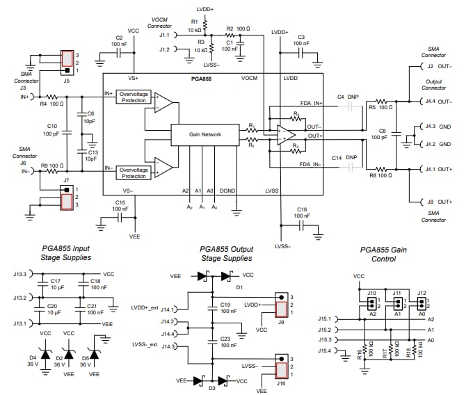 Schematic - Texas Instruments PGA855EVM Evaluation Module