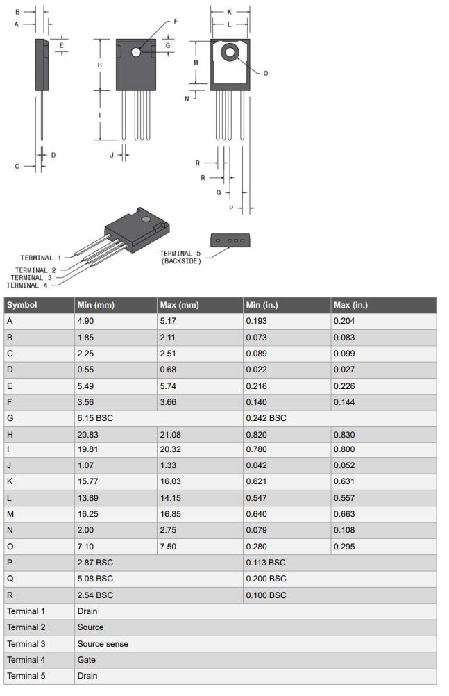 Mechanical Drawing - Microchip Technology MSC400SMA330B4 N-Channel Power MOSFET