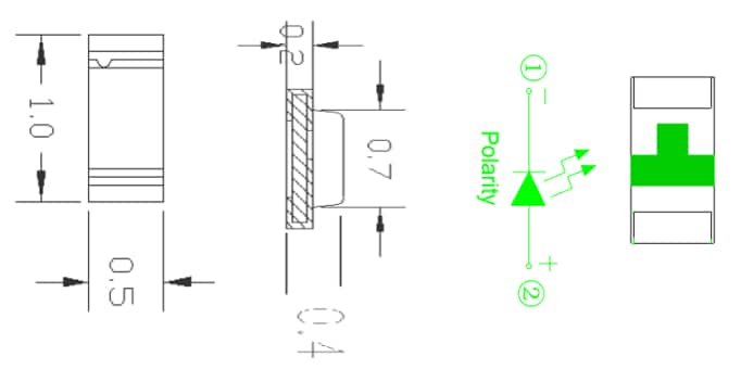 Mechanical Drawing - Inolux IN-S42BT5UW.80.45 White SMD LED