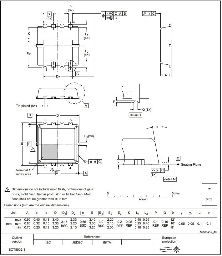 Mechanical Drawing - Nexperia BXK9Q29-60A N-Channel Trench MOSFET