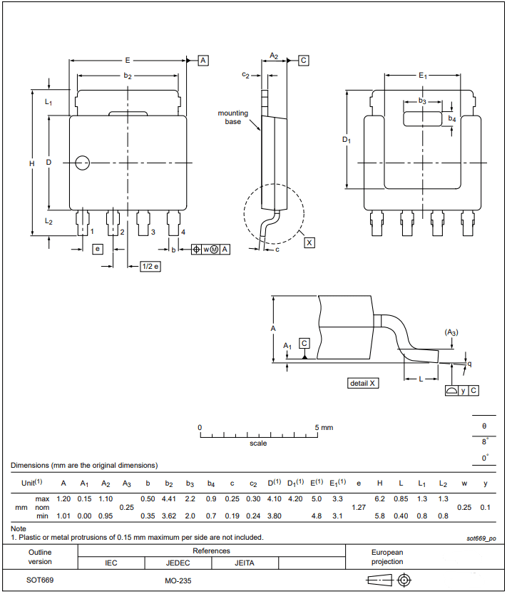 Mechanical Drawing - Nexperia BUK7Y1R0-40N & BUK7Y3R1-80M N-Channel MOSFETs