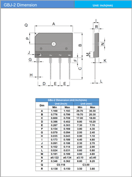 Mechanical Drawing - PANJIT 1000V Bridge Rectifiers Mechanical Drawing - PANJIT 1000V Bridge Rectifiers