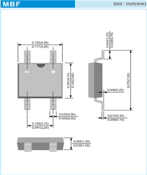 Mechanical Drawing - PANJIT 1000V Bridge Rectifiers Mechanical Drawing - PANJIT 1000V Bridge Rectifiers