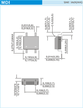 Mechanical Drawing - PANJIT 1000V Bridge Rectifiers Mechanical Drawing - PANJIT 1000V Bridge Rectifiers