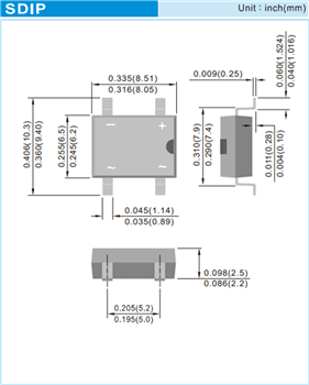 Mechanical Drawing - PANJIT 1000V Bridge Rectifiers Mechanical Drawing - PANJIT 1000V Bridge Rectifiers