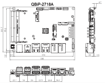 Mechanical Drawing - GIGAIPC QBiP SubCompact Embedded Motherboards Mechanical Drawing - GIGAIPC QBiP SubCompact Embedded Motherboards