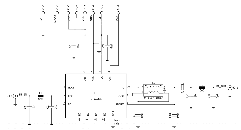 Schematic - Qorvo QPC7335 RF Development Tool