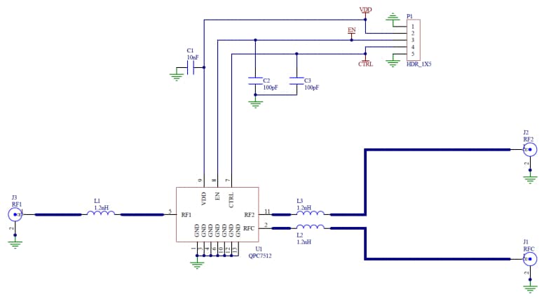 Schematic - Qorvo QPC7512 RF Development Tool