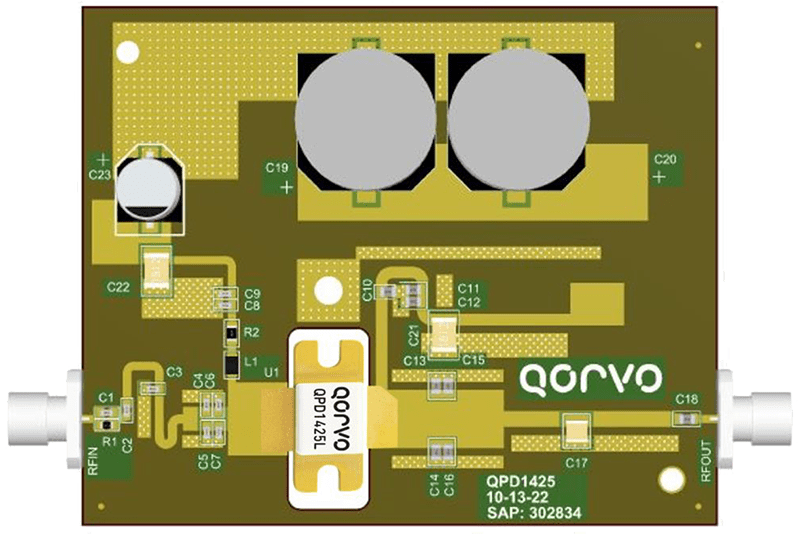 Qorvo QPD1425/QPD1425L GaN Transistor Evaluation Boards Qorvo QPD1425/QPD1425L GaN Transistor Evaluation Boards