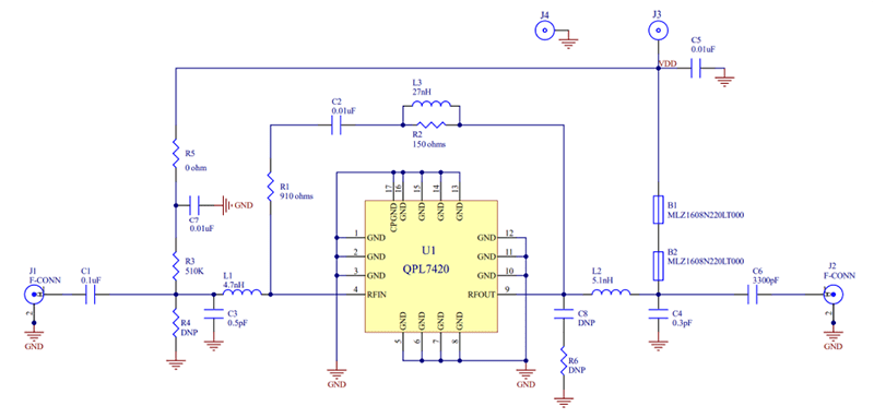 Schematic - Qorvo QPL7420EVB CATV Amplifier IC Evaluation Board