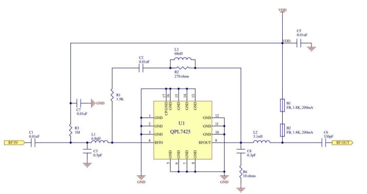 Application Circuit Diagram - Qorvo QPL7425EVB Evaluation Boards