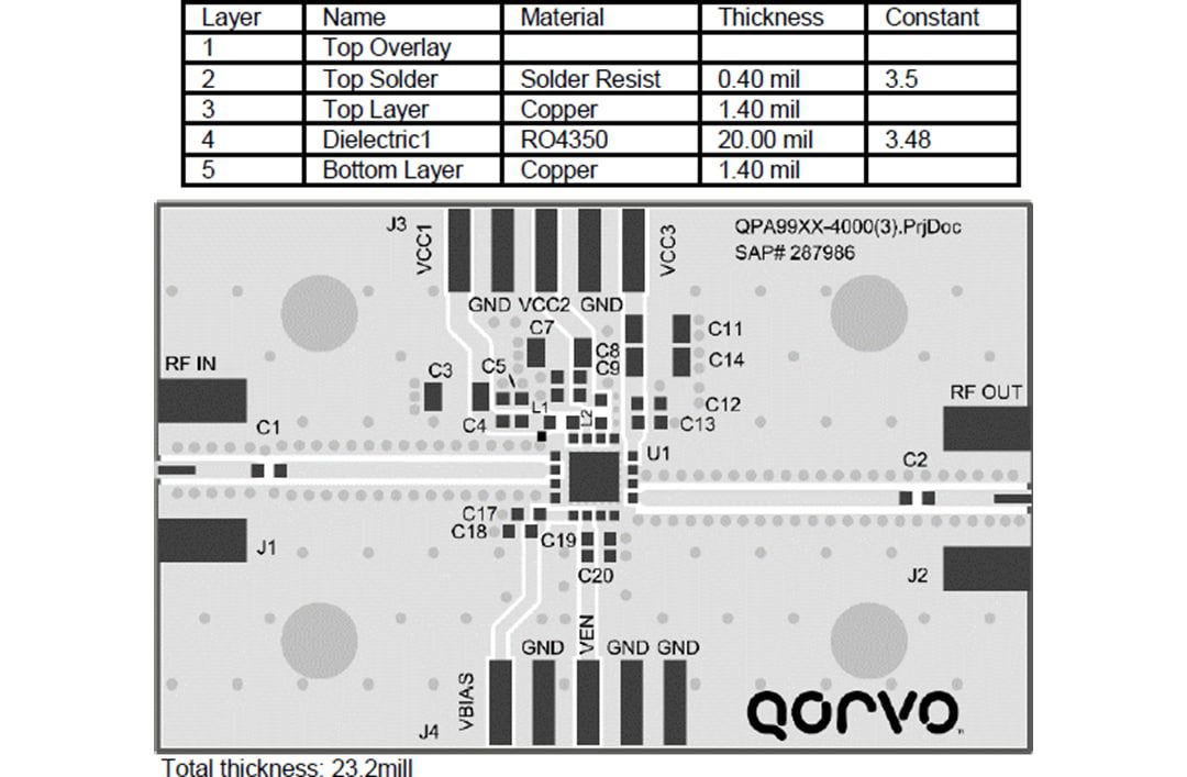 Mechanical Drawing - Qorvo QPA9907EVB Evaluation Board